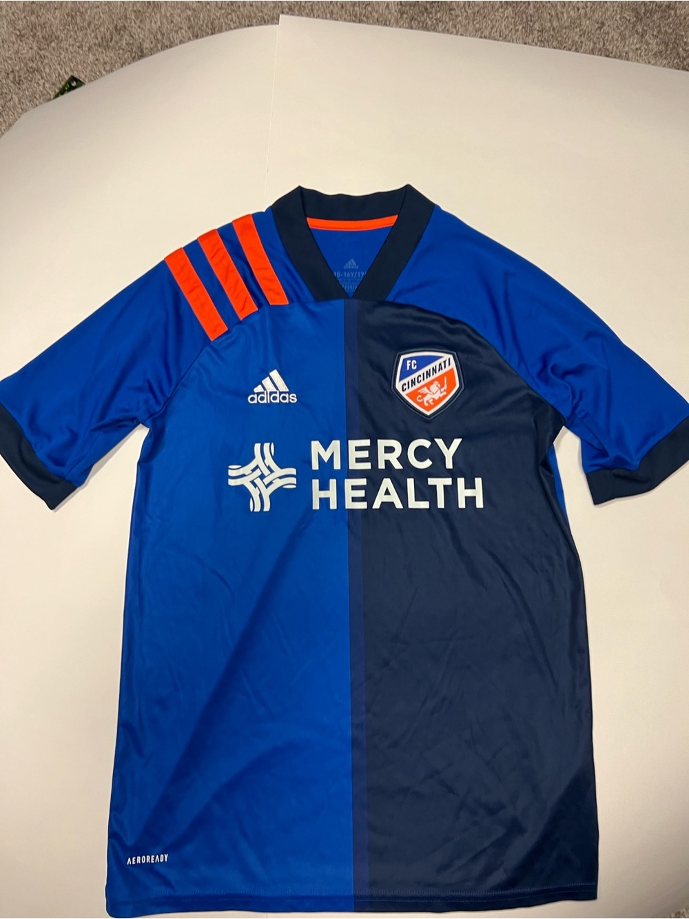 adidas FC Cincinnati Blue Navy Kids Jersey with Orange Accents